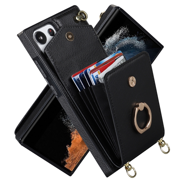 For Samsung Galaxy S23 Ultra 5G Ring Holder RFID Card Slot Phone Case with Long Lanyard(Black) For Samsung Galaxy S23 Ultra 5G Ring Holder RFID Card Slot Phone Case with Long Lanyard(Black)