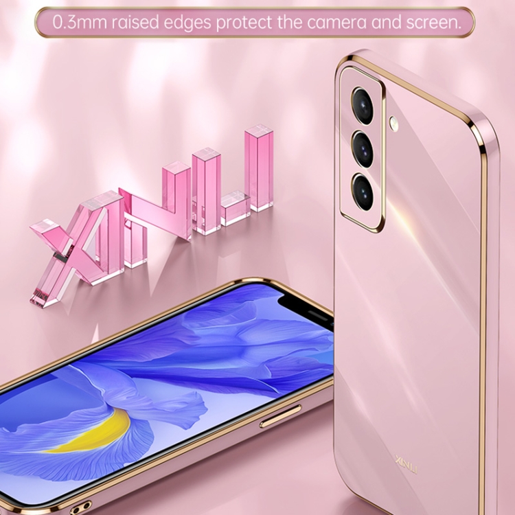 For Samsung Galaxy S21 Ultra 5G XINLI Straight Edge 6D Electroplate TPU Phone Case(Black)