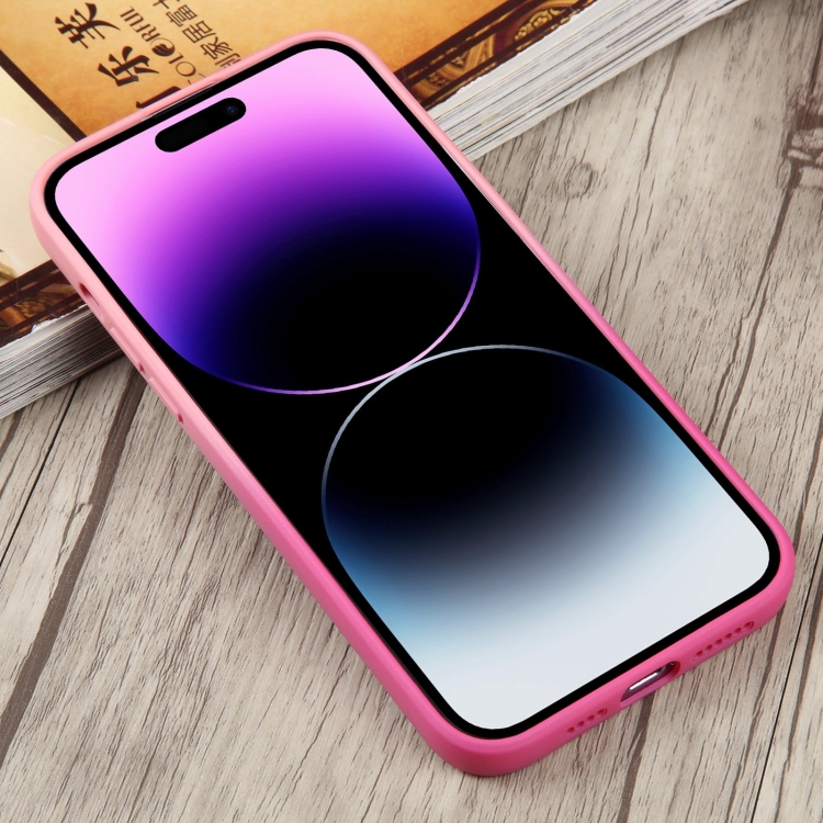 Para iPhone 15 Pro Max Liquid TPU Silicone Gradient MagSafe Phone Case (Rosa  Rojo)