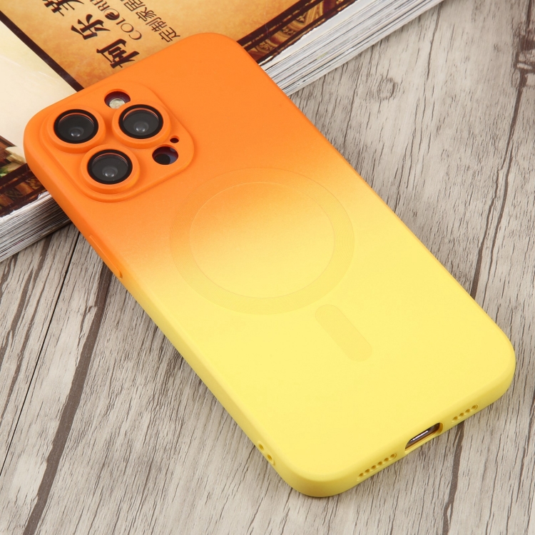 Capa para iPhone 12 Pro Max Liquid TPU Silicone Gradiente MagSafe (amarelo  laranja)