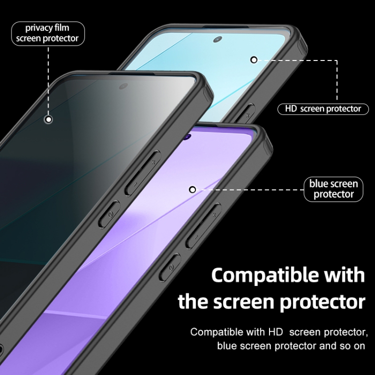 Para Xiaomi Redmi Note 13 Armor Clear TPU Hard PC Funda para teléfono  (negro mate)