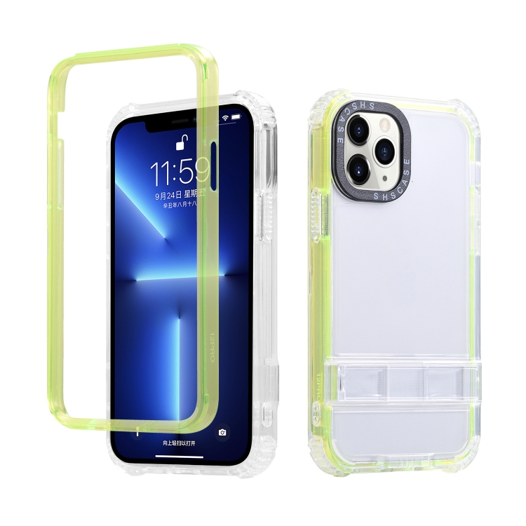 For iPhone 13 Pro 2 in 1 360 Invisible Holder Cross-body Rope Phone Case(Yellow) For iPhone 13 Pro 2 in 1 360 Invisible Holder Cross-body Rope Phone Case(Yellow)