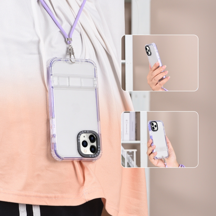 For iPhone 11 2 in 1 360 Invisible Holder Cross-body Rope Phone Case(Rose Red) For iPhone 11 2 in 1 360 Invisible Holder Cross-body Rope Phone Case(Rose Red)