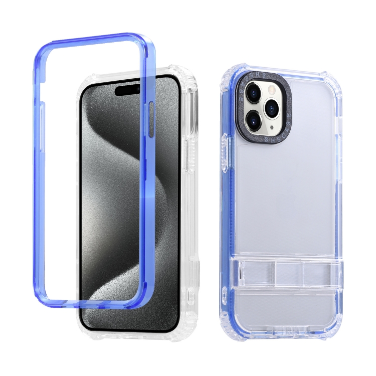 For iPhone 15 Pro 2 in 1 360 Invisible Holder Cross-body Rope Phone Case(Dark Blue) For iPhone 15 Pro 2 in 1 360 Invisible Holder Cross-body Rope Phone Case(Dark Blue)