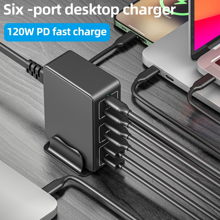 818H 120W Type-C + USB 6-Ports Desktop Fast Charger, Plug Type:UK Plug(Black) 818H 120W Type-C + USB 6-Ports Desktop Fast Charger, Plug Type:UK Plug(Black)