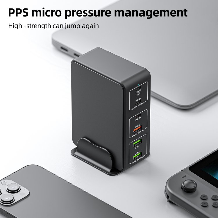 818H 120W Type-C + USB 6-Ports Desktop Fast Charger, Plug Type:UK Plug(Black) 818H 120W Type-C + USB 6-Ports Desktop Fast Charger, Plug Type:UK Plug(Black)