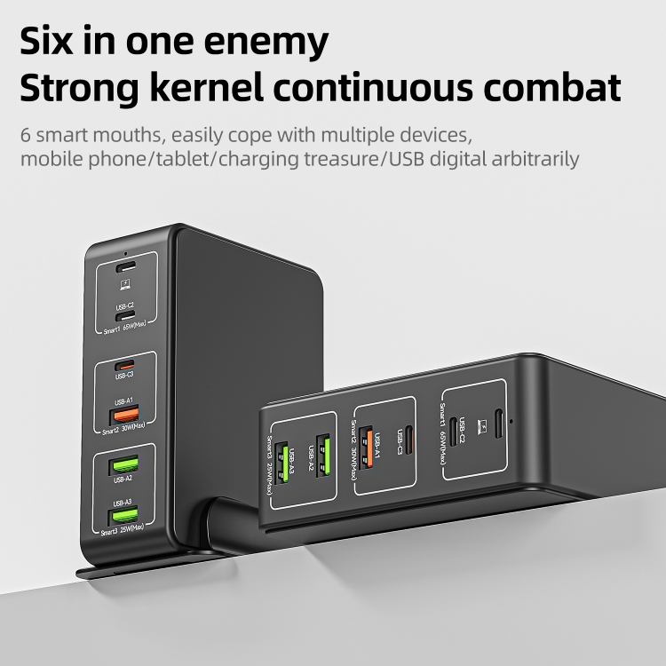 818H 120W Type-C + USB 6-Ports Desktop Fast Charger, Plug Type:EU Plug(Black) 818H 120W Type-C + USB 6-Ports Desktop Fast Charger, Plug Type:EU Plug(Black)