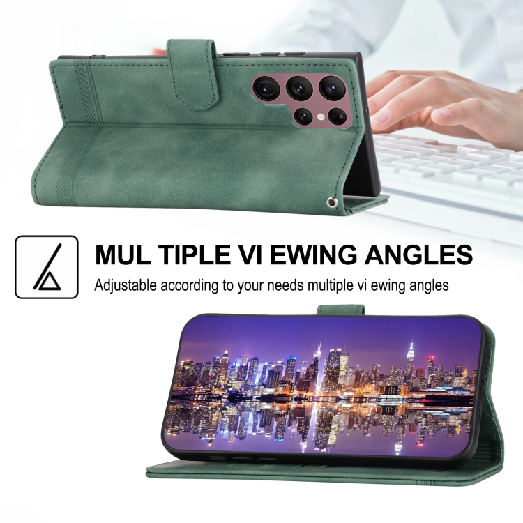 For Samsung Galaxy S22 Ultra 5G Dierfeng Dream Line TPU + PU Leather Phone Case(Green) For Samsung Galaxy S22 Ultra 5G Dierfeng Dream Line TPU + PU Leather Phone Case(Green)