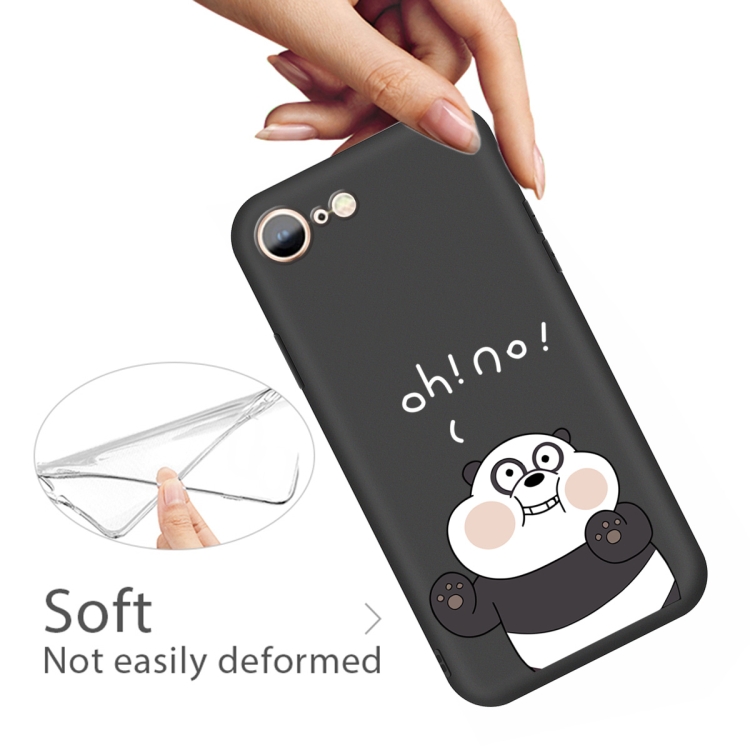 For iPhone SE 2022 / SE 2020 /  8 / 7 Cartoon Animal Pattern Shockproof TPU Protective Case(Black Panda)