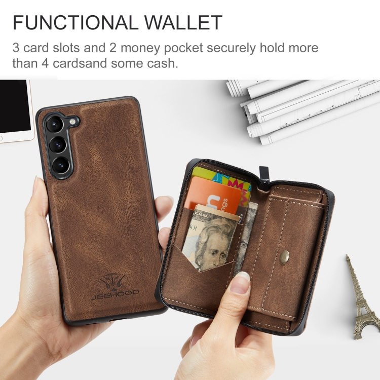 For Samsung Galaxy S24 5G JEEHOOD Magnetic Zipper Horizontal Flip Leather Phone Case(Brown) For Samsung Galaxy S24 5G JEEHOOD Magnetic Zipper Horizontal Flip Leather Phone Case(Brown)