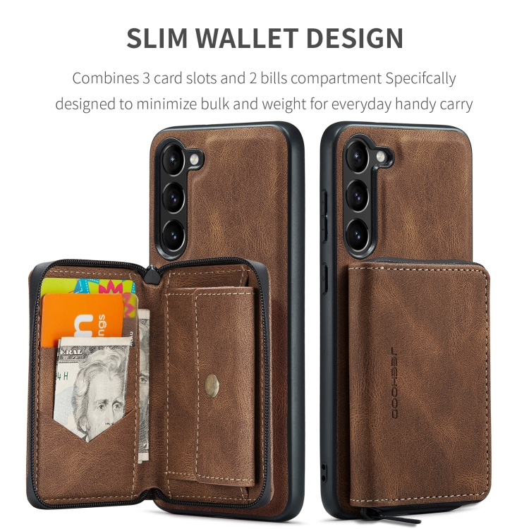 For Samsung Galaxy S24 5G JEEHOOD Magnetic Zipper Horizontal Flip Leather Phone Case(Brown) For Samsung Galaxy S24 5G JEEHOOD Magnetic Zipper Horizontal Flip Leather Phone Case(Brown)