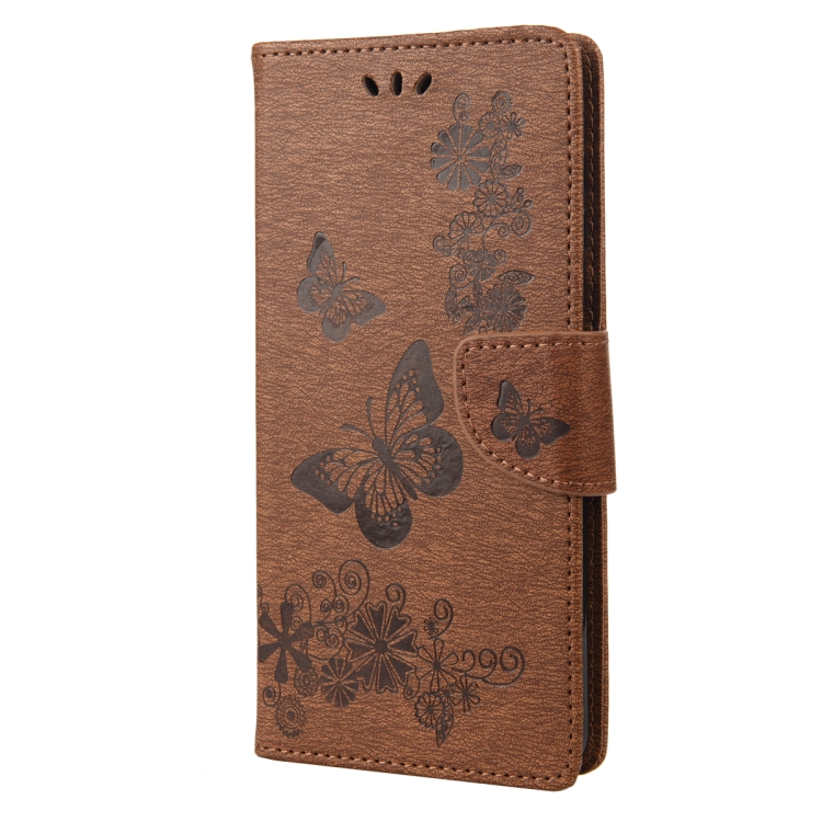 For Samsung Galaxy S23 Ultra 5G Butterfly Embossed Horizontal Flip Leather Phone Case(Brown)