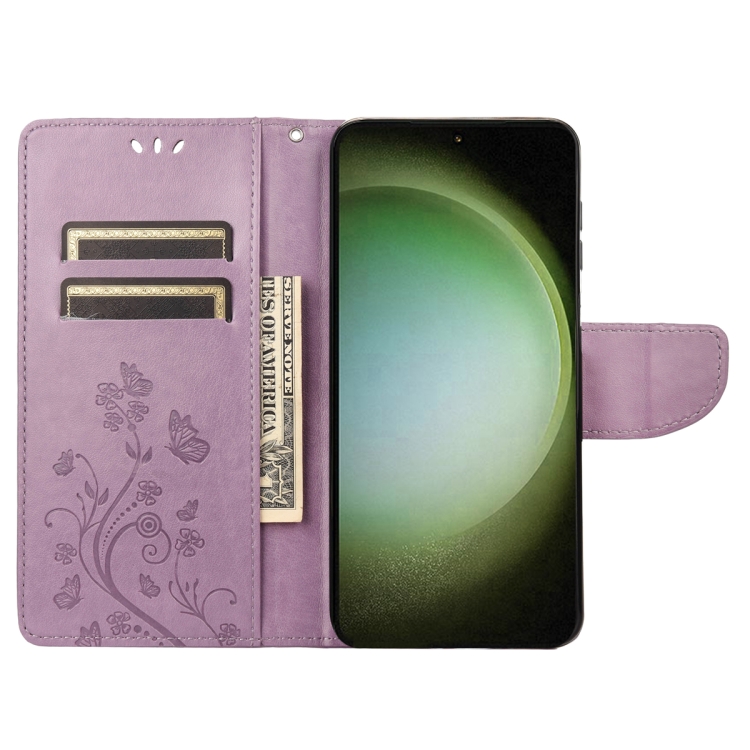 For Samsung Galaxy S23 Ultra 5G Butterfly Flower Pattern Flip Leather Phone Case(Light Purple) For Samsung Galaxy S23 Ultra 5G Butterfly Flower Pattern Flip Leather Phone Case(Light Purple)