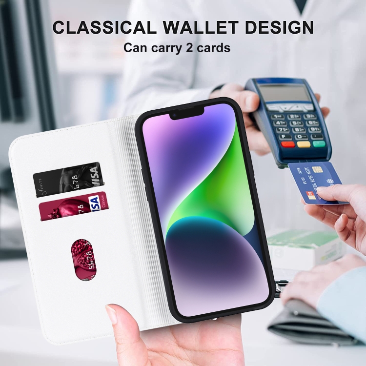 For iPhone 14 Rhombic MagSafe RFID Anti-Theft Wallet Leather Phone Case(White) For iPhone 14 Rhombic MagSafe RFID Anti-Theft Wallet Leather Phone Case(White)