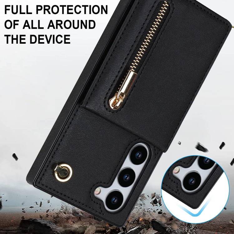 For Samsung Galaxy S23+ 5G Cross-body Zipper Square TPU+PU Back Cover Case(Black) For Samsung Galaxy S23+ 5G Cross-body Zipper Square TPU+PU Back Cover Case(Black)