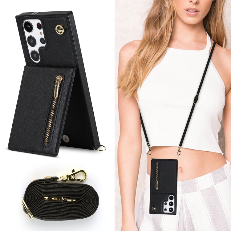 For Samsung Galaxy S23 Ultra 5G Cross-body Zipper Square TPU+PU Back Cover Case(Black) For Samsung Galaxy S23 Ultra 5G Cross-body Zipper Square TPU+PU Back Cover Case(Black)