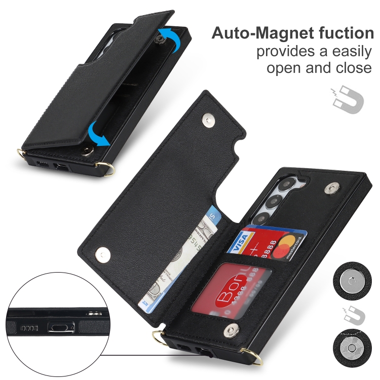 For Samsung Galaxy S23+ 5G Cross-body Square Double Buckle Flip Card Bag TPU+PU Case(Black) For Samsung Galaxy S23+ 5G Cross-body Square Double Buckle Flip Card Bag TPU+PU Case(Black)