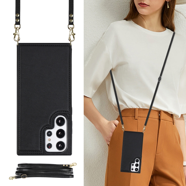 For Samsung Galaxy S23 Ultra 5G Cross-body Square Double Buckle Flip Card Bag TPU+PU Case(Black) For Samsung Galaxy S23 Ultra 5G Cross-body Square Double Buckle Flip Card Bag TPU+PU Case(Black)