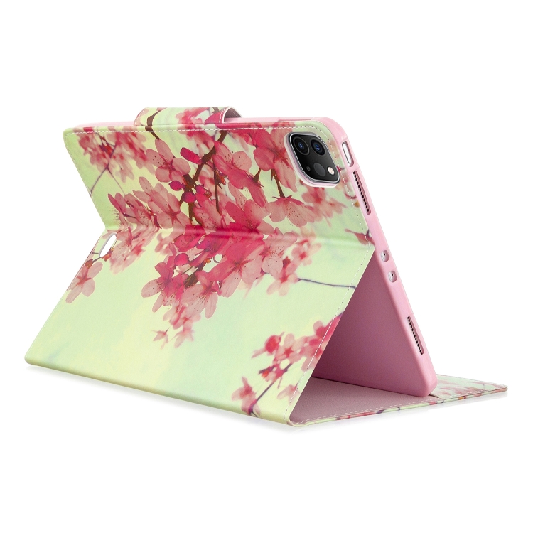 For iPad Pro 11 (2020) Colored Drawing Horizontal Flip PU Leather Tablet Case with Holder & Card Slots(Cherry Blossoms) For iPad Pro 11 (2020) Colored Drawing Horizontal Flip PU Leather Tablet Case with Holder & Card Slots(Cherry Blossoms)