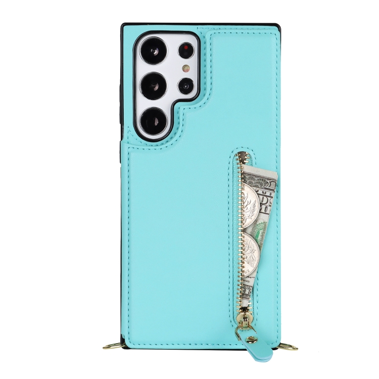For Samsung Galaxy S23 Ultra 5G Cross-body Zipper Square Phone Case(Green) For Samsung Galaxy S23 Ultra 5G Cross-body Zipper Square Phone Case(Green)