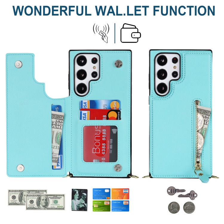 For Samsung Galaxy S23 Ultra 5G Cross-body Zipper Square Phone Case(Green) For Samsung Galaxy S23 Ultra 5G Cross-body Zipper Square Phone Case(Green)