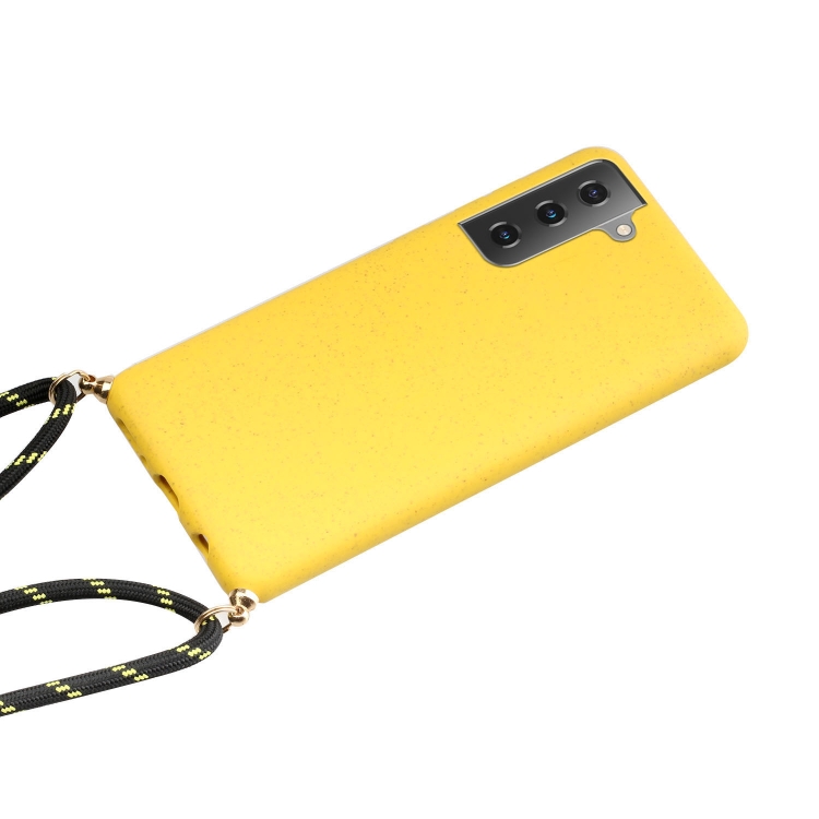 For Samsung Galaxy S23 FE 5G Wheat Straw Material + TPU Phone Case with Lanyard(Yellow) For Samsung Galaxy S23 FE 5G Wheat Straw Material + TPU Phone Case with Lanyard(Yellow)