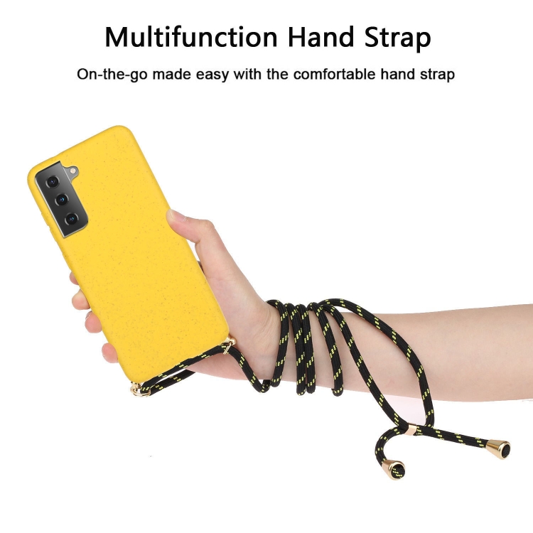 For Samsung Galaxy S23 FE 5G Wheat Straw Material + TPU Phone Case with Lanyard(Yellow) For Samsung Galaxy S23 FE 5G Wheat Straw Material + TPU Phone Case with Lanyard(Yellow)