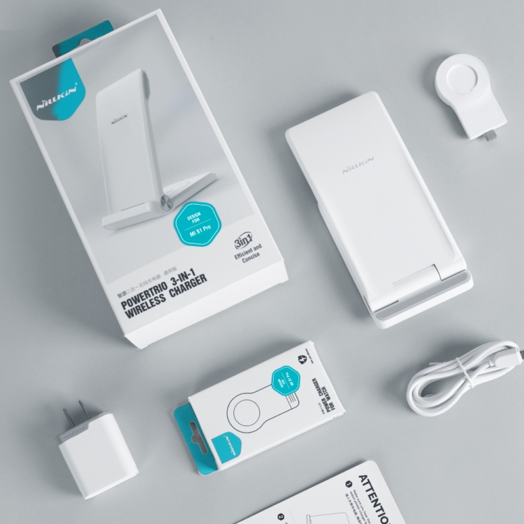 NILLKIN 3 in 1 Wireless Charger with Xiaomi S1 Pro Watch Charger, Plug Type:EU Plug(White) NILLKIN 3 in 1 Wireless Charger with Xiaomi S1 Pro Watch Charger, Plug Type:EU Plug(White)