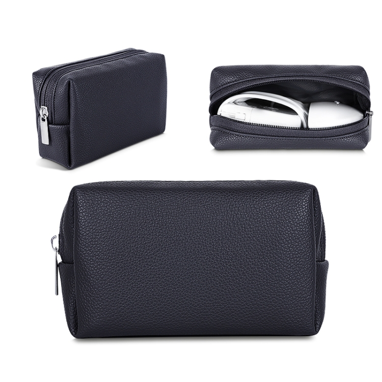 Leather Power Pack Charger Data Cable Mouse Digital Storage Bag(Black) Leather Power Pack Charger Data Cable Mouse Digital Storage Bag(Black)