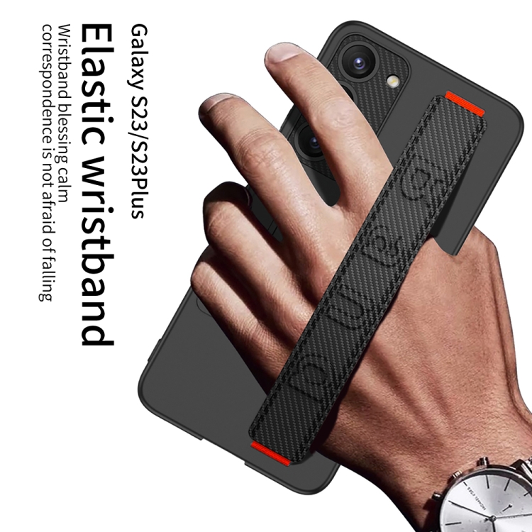 For Samsung Galaxy S23+ 5G GKK Ultra-thin Wristband Shockproof Phone Case with Holder(Carbon Fibre) For Samsung Galaxy S23+ 5G GKK Ultra-thin Wristband Shockproof Phone Case with Holder(Carbon Fibre)