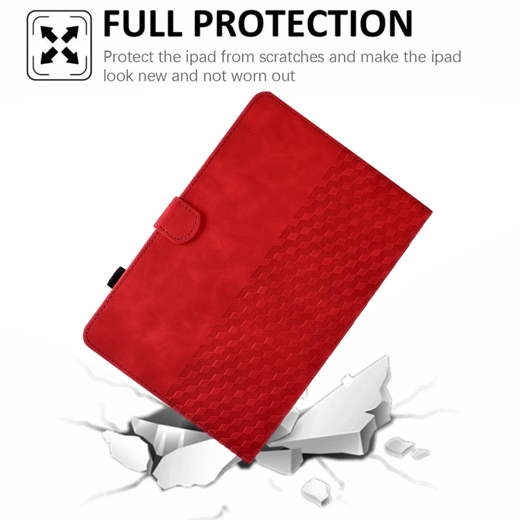 For iPad 10th Gen 10.9 2022 Rhombus Embossed Leather Smart Tablet Case(Red) For iPad 10th Gen 10.9 2022 Rhombus Embossed Leather Smart Tablet Case(Red)