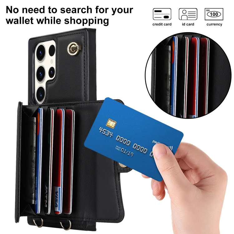 For Samsung Galaxy S23 Ultra 5G RFID Card Slot Leather Phone Case with Long Lanyard(Black) For Samsung Galaxy S23 Ultra 5G RFID Card Slot Leather Phone Case with Long Lanyard(Black)