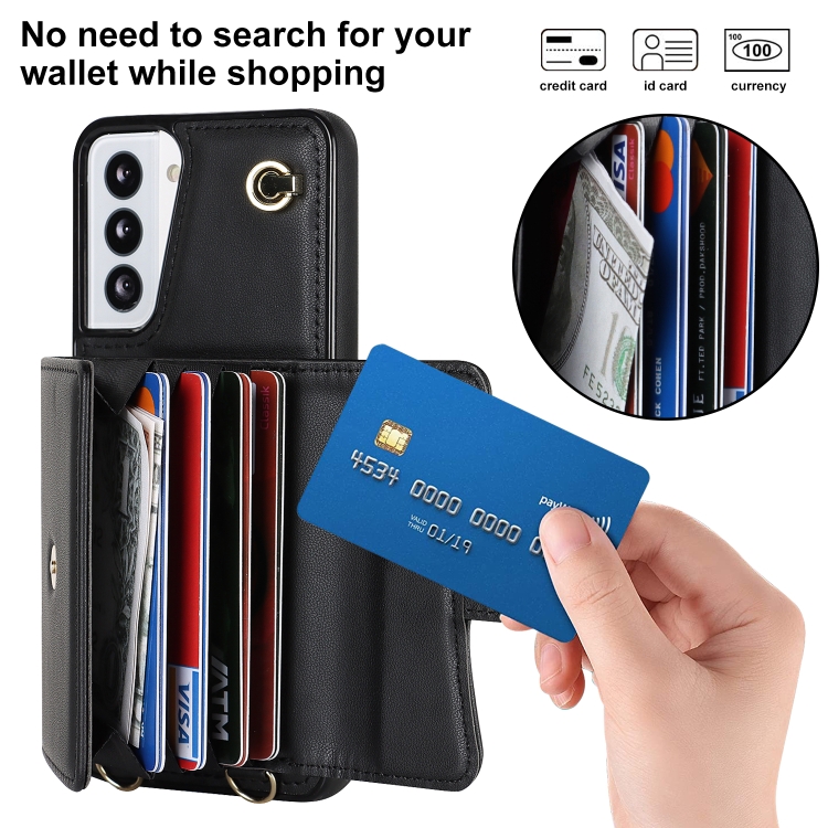 For Samsung Galaxy S21 5G RFID Card Slot Leather Phone Case with Long Lanyard(Black) For Samsung Galaxy S21 5G RFID Card Slot Leather Phone Case with Long Lanyard(Black)