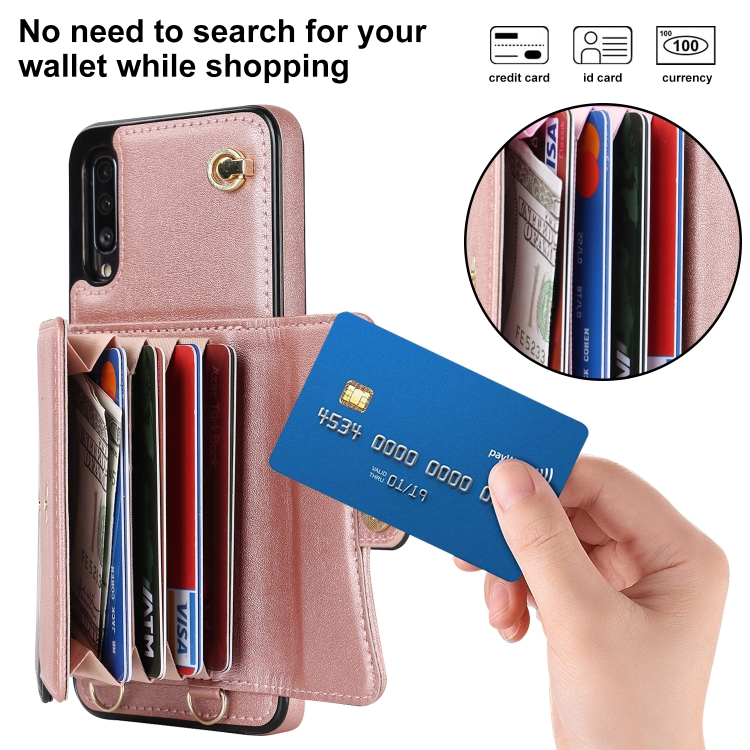 For Samsung Galaxy A50 RFID Card Slot Leather Phone Case with Long