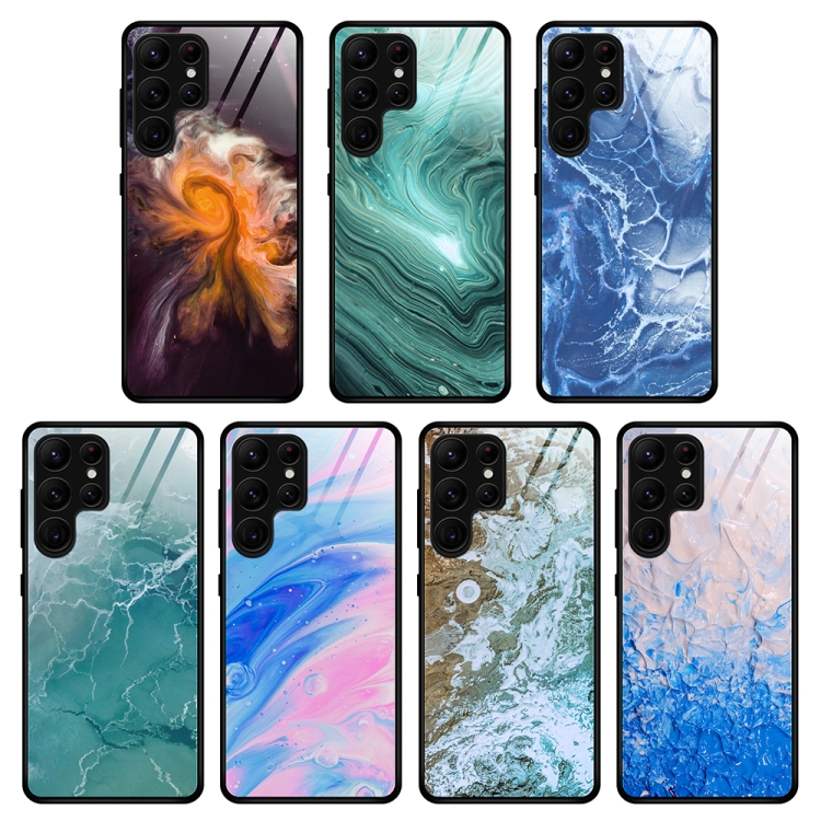 For Samsung Galaxy S23 Ultra 5G Marble Pattern Glass Phone Case(Typhoon) For Samsung Galaxy S23 Ultra 5G Marble Pattern Glass Phone Case(Typhoon)