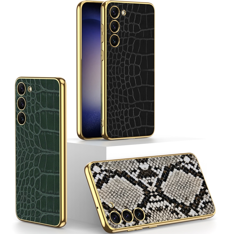 For Samsung Galaxy S23+ 5G GKK Crocodile Texture Electroplating PU Protective Phone Case(Purple) For Samsung Galaxy S23+ 5G GKK Crocodile Texture Electroplating PU Protective Phone Case(Purple)