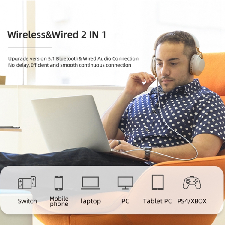 B2 Wireless Bluetooth 5.1 Foldable Noise Reduction Headset(White) B2 Wireless Bluetooth 5.1 Foldable Noise Reduction Headset(White)