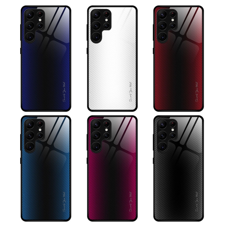 For Samsung Galaxy S23 Ultra 5G Texture Gradient Glass TPU Phone Case(Red) For Samsung Galaxy S23 Ultra 5G Texture Gradient Glass TPU Phone Case(Red)