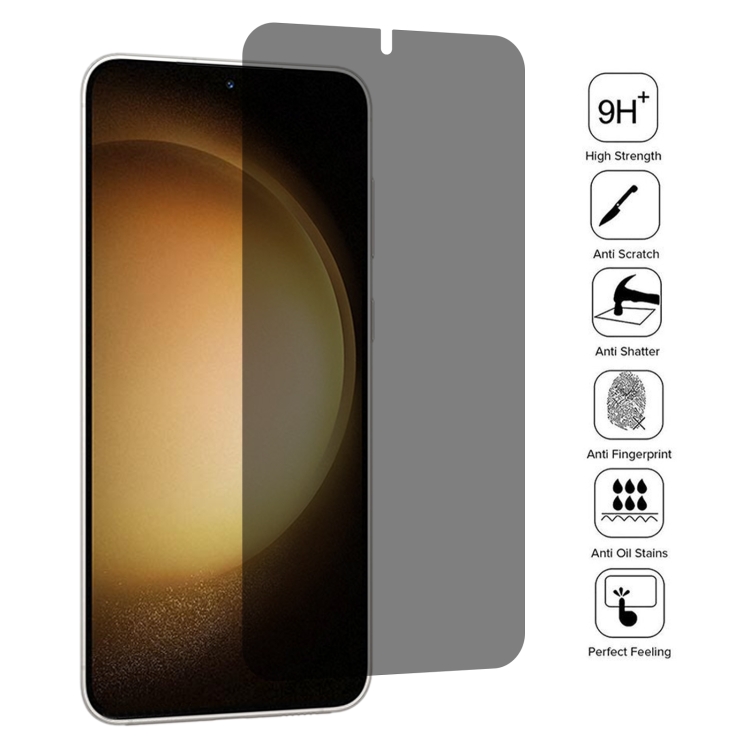 For Samsung Galaxy S23+ 5G Flat Surface Privacy Tempered Glass Film, Support Fingerprint Unlock