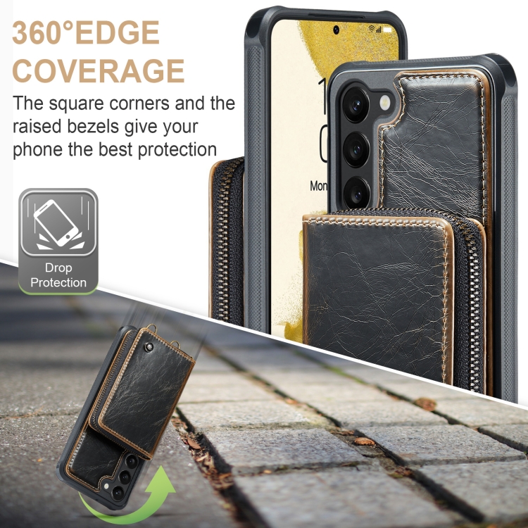 For Samsung Galaxy S23+ 5G JEEHOOD C22 Series Zipper Wallet Leather Phone Case with Dual Lanyard(Coffee) For Samsung Galaxy S23+ 5G JEEHOOD C22 Series Zipper Wallet Leather Phone Case with Dual Lanyard(Coffee)