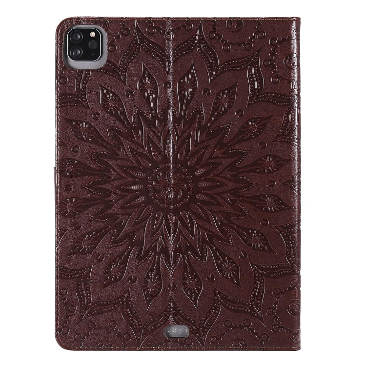 For iPad Pro 11 (2020) Pressed Printing Sunflower Pattern Horizontal Flip PU Leather Tablet Case with Holder & Card Slots & Wallet(Brown) For iPad Pro 11 (2020) Pressed Printing Sunflower Pattern Horizontal Flip PU Leather Tablet Case with Holder & Card Slots & Wallet(Brown)