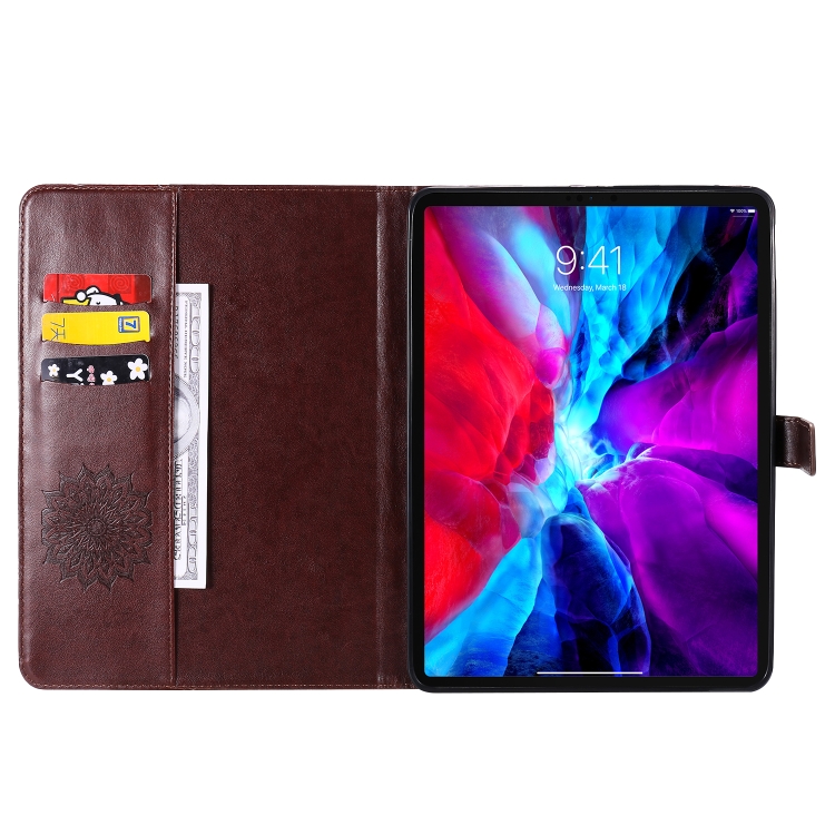 For iPad Pro 11 (2020) Pressed Printing Sunflower Pattern Horizontal Flip PU Leather Tablet Case with Holder & Card Slots & Wallet(Brown) For iPad Pro 11 (2020) Pressed Printing Sunflower Pattern Horizontal Flip PU Leather Tablet Case with Holder & Card Slots & Wallet(Brown)