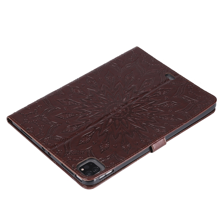 For iPad Pro 11 (2020) Pressed Printing Sunflower Pattern Horizontal Flip PU Leather Tablet Case with Holder & Card Slots & Wallet(Brown) For iPad Pro 11 (2020) Pressed Printing Sunflower Pattern Horizontal Flip PU Leather Tablet Case with Holder & Card Slots & Wallet(Brown)