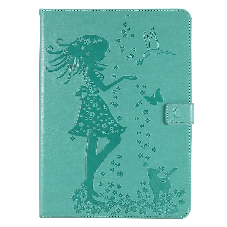 For iPad Pro 11 (2020) Pressed Printing Woman and Cat Pattern Horizontal Flip Leather Tablet Case with Holder & Card Slots & Wallet(Green) For iPad Pro 11 (2020) Pressed Printing Woman and Cat Pattern Horizontal Flip Leather Tablet Case with Holder & Card Slots & Wallet(Green)