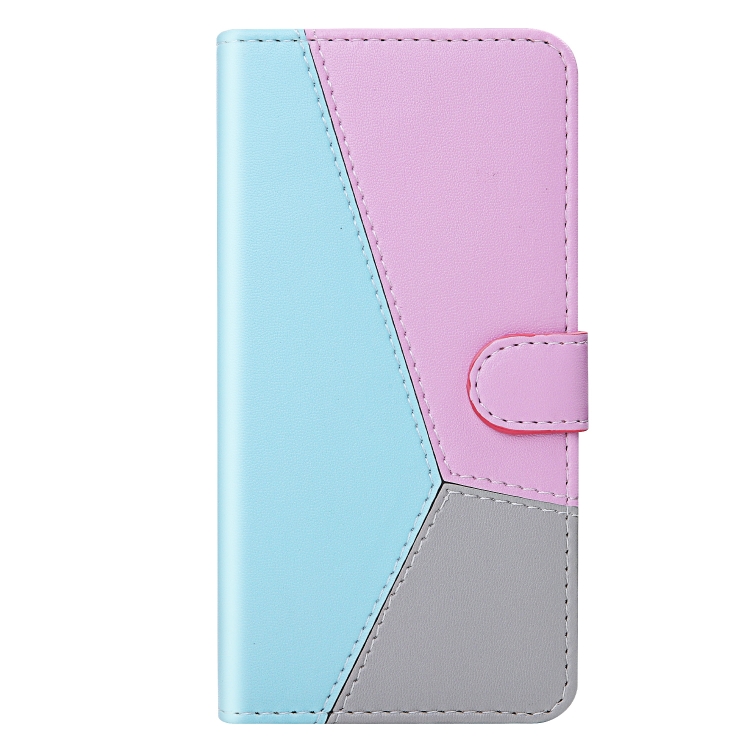 For Samsung Galaxy S23 Ultra 5G Tricolor Stitching Flip Leather Phone Case(Blue)