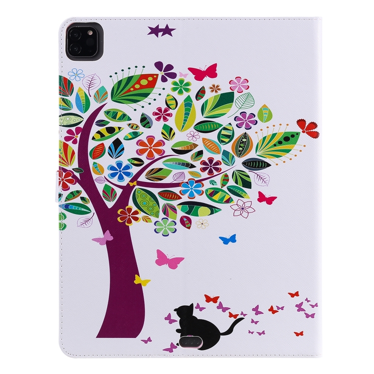 For iPad Pro 12.9 (2020) Colored Drawing Horizontal Flip Leather Tablet Case with Holder & Card Slot & Wallet(Cat and Tree) For iPad Pro 12.9 (2020) Colored Drawing Horizontal Flip Leather Tablet Case with Holder & Card Slot & Wallet(Cat and Tree)