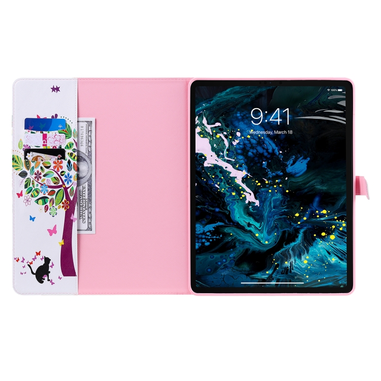 For iPad Pro 12.9 (2020) Colored Drawing Horizontal Flip Leather Tablet Case with Holder & Card Slot & Wallet(Cat and Tree) For iPad Pro 12.9 (2020) Colored Drawing Horizontal Flip Leather Tablet Case with Holder & Card Slot & Wallet(Cat and Tree)