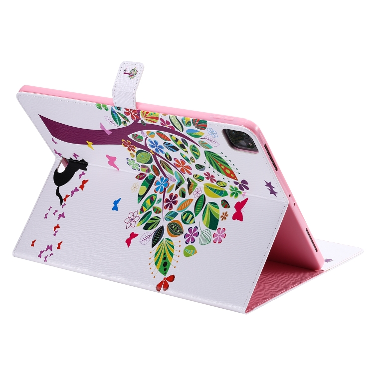 For iPad Pro 12.9 (2020) Colored Drawing Horizontal Flip Leather Tablet Case with Holder & Card Slot & Wallet(Cat and Tree) For iPad Pro 12.9 (2020) Colored Drawing Horizontal Flip Leather Tablet Case with Holder & Card Slot & Wallet(Cat and Tree)