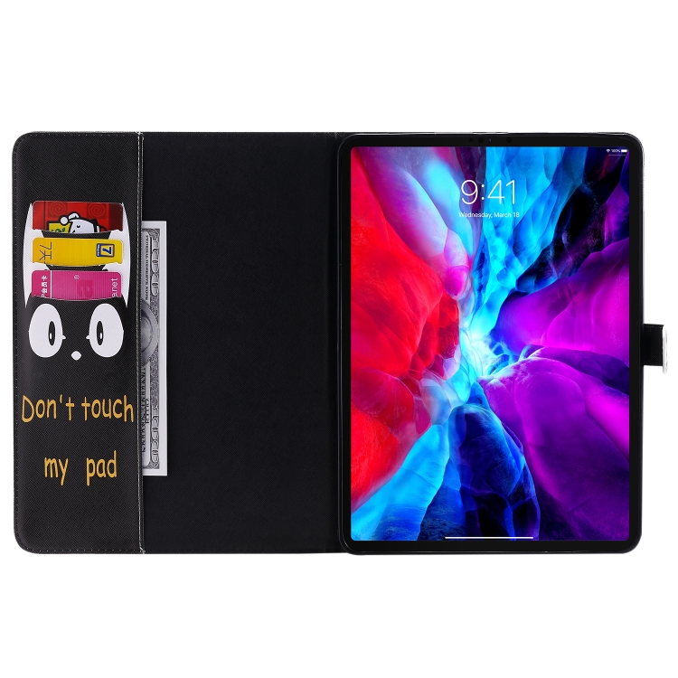 For iPad Pro 11 (2020) Colored Drawing Horizontal Flip Leather Tablet Case with Holder & Card Slot & Wallet(Cat Ears)