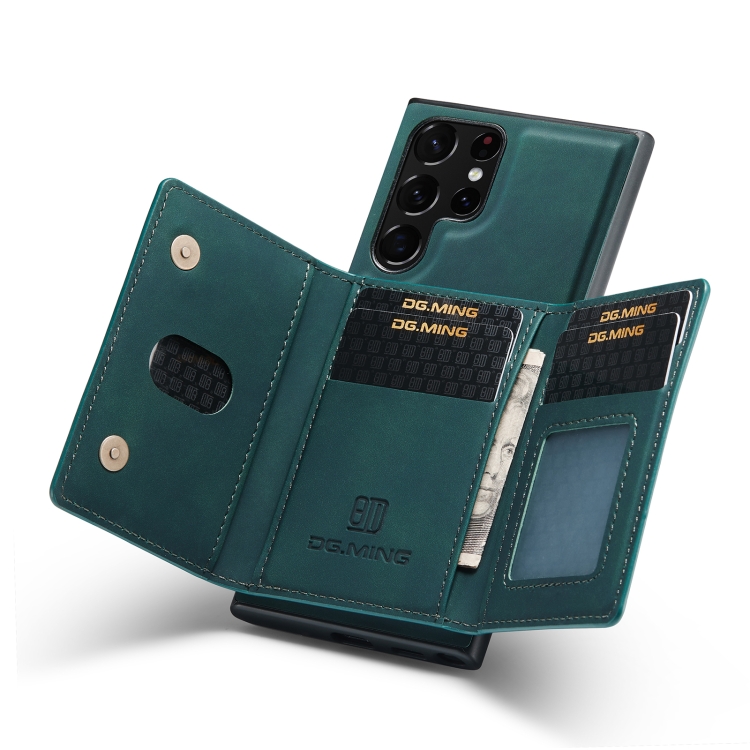 For Samsung Galaxy S23 Ultra 5G DG.MING M2 Series 3-Fold Multi Card Bag + Phone Case(Green)
